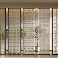 Art glass partition glass brick porch glass partition 3d model