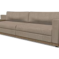 Modern Double Sofa With Beige Linen Fabric Comfortable Seats And Wooden Frame 3d model