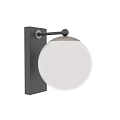 Modern Wall Sconce With White Spherical Shade Brass Top And Black Arm