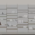 Modern Open Bookshelf With Light Toned Metal Frame And Decorative Items