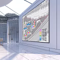 Modern Curved Glass Building Entrance At Wuhan Yangtze Avenue Exhibition Hall