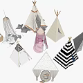 Cute Kids Teepee Tents with Striped Design and Decorative Accessories for Play