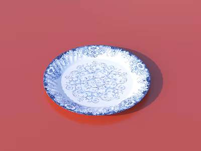 Ceramic Dinnerware Set With Blue And White Floral Pattern Plate Design For Dining Table 3d model