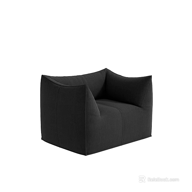 Modern Black Single Sofa With Comfortable Fabric Upholstery And Simple Design 3d model
