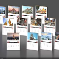 Daily Calendars with Various Scenic Pictures Including City Landscapes and Architecture