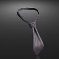 Gray Silk Tie with Classic Knot Design on Dark Background Surface 3d model
