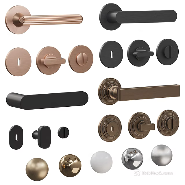 Stylish Modern Door Handles With Various Designs And Metal Finishes For Home Use 3d model 