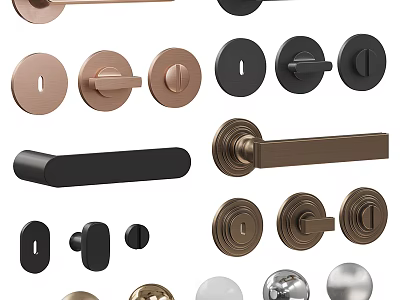 Stylish Modern Door Handles With Various Designs And Metal Finishes For Home Use 3d model