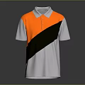 Orange And White Polo Shirt With Brown Diagonal Stripe And Collar Design