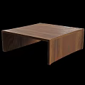 Dark Brown Wooden Coffee Table With Curved Edge And Natural Wood Grain Design