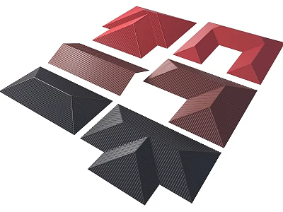Modern Geometric Design Hooks In Red And Black For Home Decor Use 3d model