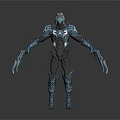 Futuristic Sci Fi Warrior With Blue Spiked Armor And Clawed Limbs 3d model