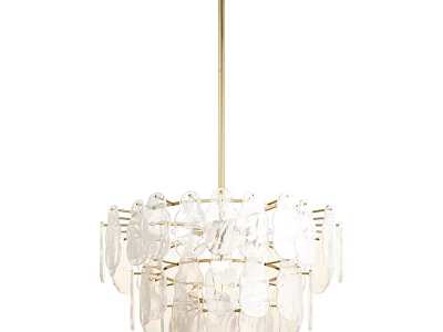 Modern Transparent Glass Chandelier With Gold Metal Frame And Layered Design 3d model