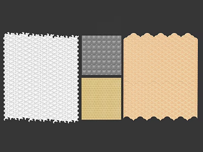 Different Design Wall Panels With White Grey Beige Brown Hexagon Patterns 3d model