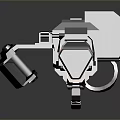 Futuristic Heavy Machine Gun With Multiple Barrels Mechanical Design And Orange Details