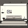 Modern Minimalist Bedroom Interior Design With Large Window Bed Nightstand And Wall Art