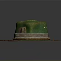 Green Decorative Wide Brim Hat With Red Accent And Straw Top Decoration