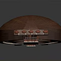 Elegant Red Brown Decorative Stringed Musical Instrument With Carved Patterns And Wooden Stand