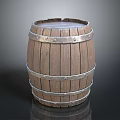 Vintage Wooden Barrel With Metal Hoops And Natural Wood Grain