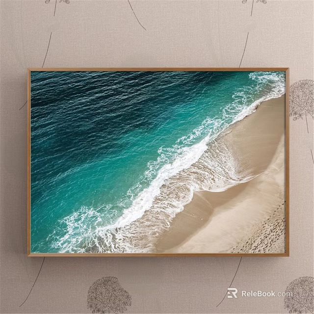 Serene Aerial View Seascape With Turquoise Ocean Waves And Sandy Beach 3d model 