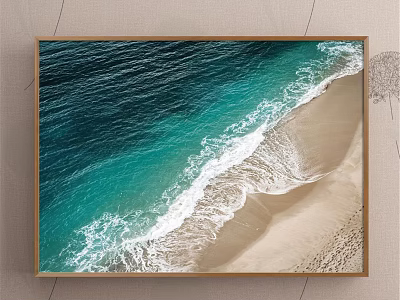 Serene Aerial View Seascape With Turquoise Ocean Waves And Sandy Beach 3d model