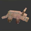 Pixelated Pink Piglet 3D Rendered Model With Glossy Reflection Effect