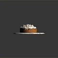 Delicious Golden Cake With Fluffy Meringue Topping On Marble Serving Tray