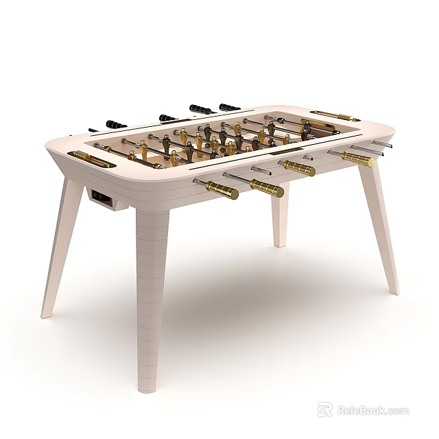 Modern Foosball Table Play Equipment With White Frame Metal Rods And Sturdy Legs 3d model 