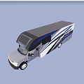 Modern Blue And White Motorhome With Sleek Body And Black Roof Design