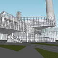 Modern Architecture Exterior With Glass Curtain Wall Steel Structure Tall Tower And Open Green Plaza