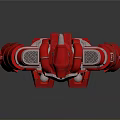 Red Mech Robot Character 3D Model with Yellow Eyes and Silver Armor Design
