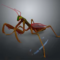 Vibrant Praying Mantis Sculpture With Green Head Red Antennae Detailed Legs And Translucent Wings