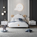 Simple Children's Room Children's Sheep Bed Bedside Table Cute Lighting Cute Trojan Jewelry Lighting 3d model