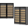 Black Double Door Wine Refrigerator with Glass Door and Multiple Bottle Storage Racks