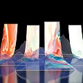 Colorful Flowing Fabric-like Modern Art Installation Photo Spot With Shiny Reflective Base