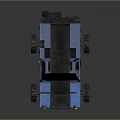 Blue Toy Off Road Vehicle With Black Roof And Yellow Headlights