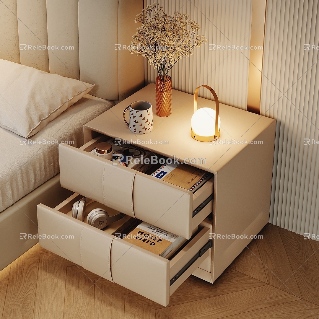 Cream wind bedside table bedside table Cream wind bedroom bedroom bedside table model