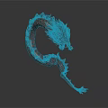 Detailed 3D Model of Mythical Dragon with Scaled Body and Curved Posture