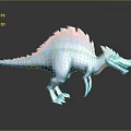 3D Dinosaur Model With Blue And Red Spiked Back And Detailed Texture 3d model