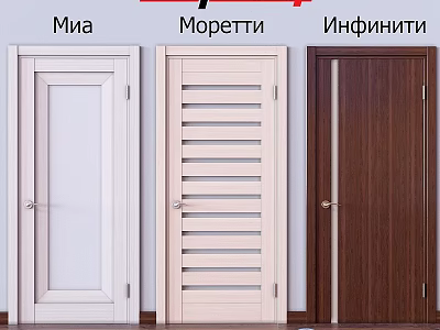 Hinged Doors in Multiple Styles Featuring Glass Panel Louver Design and Wooden Finish 3d model
