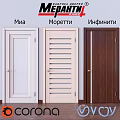 Hinged Doors in Multiple Styles Featuring Glass Panel Louver Design and Wooden Finish