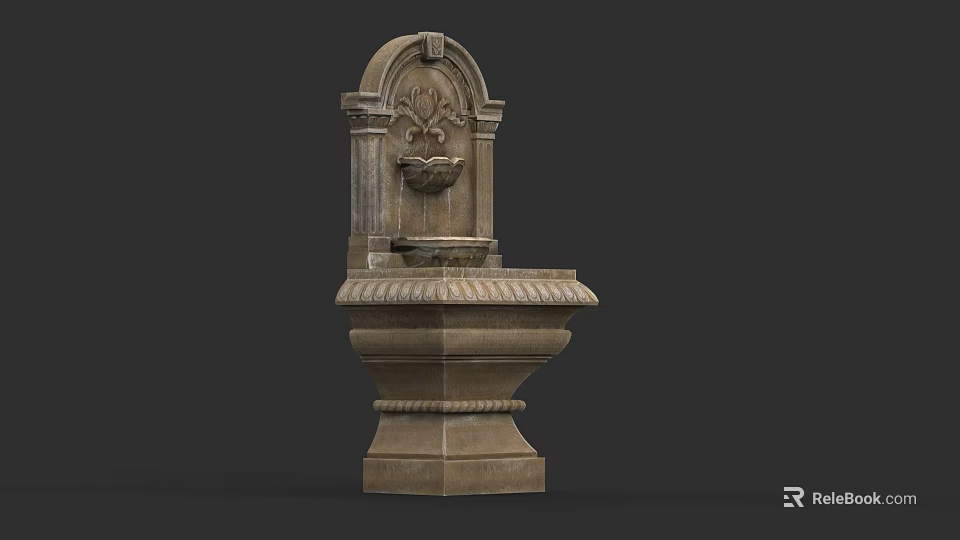 Classical Stone Water Fountain With Intricate Carved Details And Decorative Base 3d model 