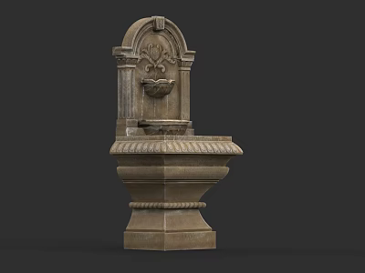 Classical Stone Water Fountain With Intricate Carved Details And Decorative Base 3d model