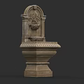 Classical Stone Water Fountain With Intricate Carved Details And Decorative Base