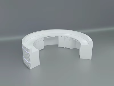 Modern White Curved Reception Desk With Cabinet Doors And Sleek Design 3d model