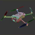 White Drone With Four Propellers And Camera Design Details 3d model