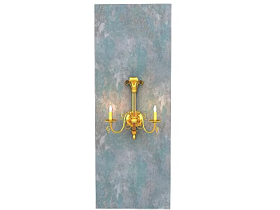 Elegant Classic Gold Wall Sconce With Double Candle Holders On Textured Gray Wall 3d model