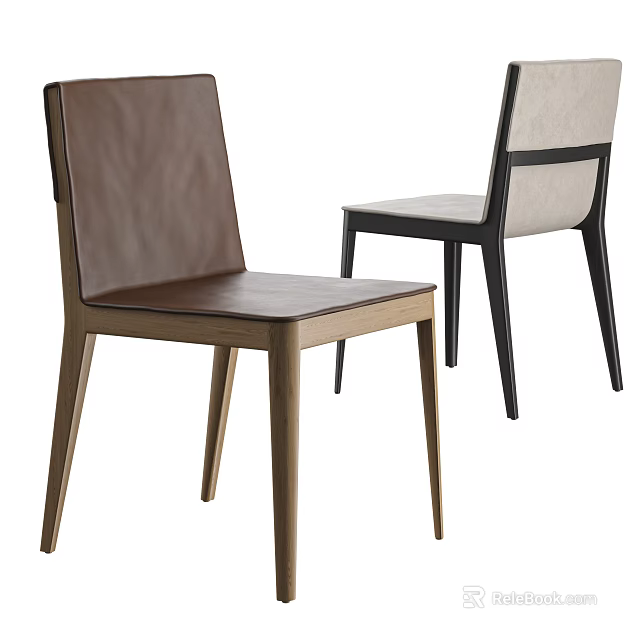 Modern Leather Dining Chairs With Wooden Frame And Contemporary Design Details 3d model 