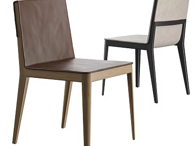 Modern Leather Dining Chairs With Wooden Frame And Contemporary Design Details 3d model