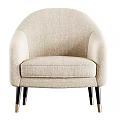 Modern Beige Upholstered Accent Chair with Curved Arms and Black Gold Legs